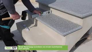 Häusler GesmbH Verarbeitungsvideo  Verlegung von Stufenplatten Beton [upl. by Gollin]