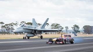 Daniel Ricciardo Drag Races F1 Car vs FA18 Hornet ✈️ [upl. by Sivrat]