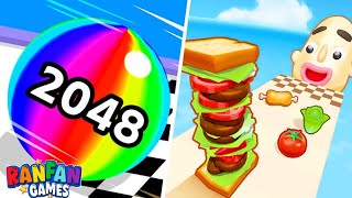 Satisfying Mobile Games  Sandwich Run Sandwich Runner Ran Fan Games Ball Run 2048 [upl. by Aprilette993]