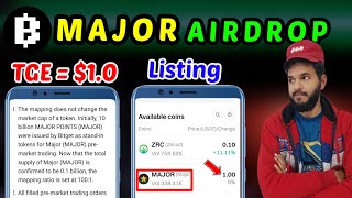 Major Airdrop TGE  Major Value  14  Major New updates Major snapshot Major New Airdrop 💵 [upl. by Katinka278]