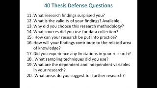 List of Thesis Defense Questions [upl. by Atinauq455]