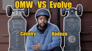 OMW Cavalry vs Evolve Hadean Carbon electric skateboard review [upl. by Negroj]