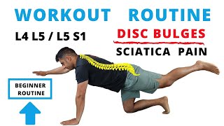 Workout routine for L4 L5  L5 S1 Disc bulges and Sciatica Pain Beginner [upl. by Emilia]