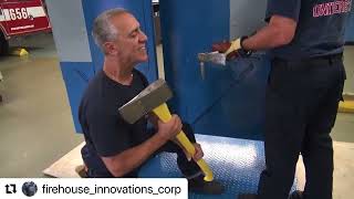 Using a flatheaded axe with a halligan tool for conventional forcible entry  Firehouse Innovations [upl. by Adner327]