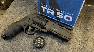 Umarex T4E Tactical Revolver TR 50 unboxing and testing airgunph airgun [upl. by Nolyad]