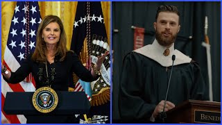 Harrison Butker ‘meaning’ commencement speech Maria Shriver reacts [upl. by Ailelc105]