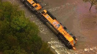 Flooding causes train derailment [upl. by Kiersten]