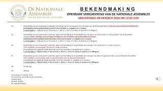 08 OKTOBER 2024  OPENBARE VERGADERING VAN DE NATIONALE ASSEMBLEE [upl. by Ornas]