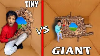 Tiny vs Giant 100 Layers Cardboard Box Challenge TRAPPED INSIDE CHALLENGE [upl. by Rockafellow561]