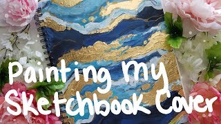 ﾐ☆ Painting  Gold Leafing My Sketchbook Cover [upl. by Atimad]