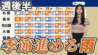 【週間天気】週後半は秋雨前線で季節前進 [upl. by Alikat]