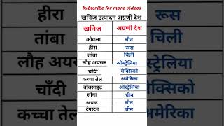 खनिज उत्पादन अग्रणी देश Do You Know important exam viralvideo viralshorts generalknowledge [upl. by Rogerg]