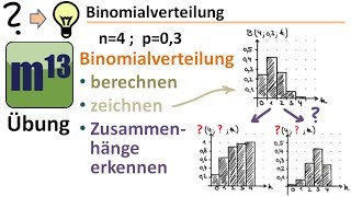 Binomialverteilungen berechnen und zeichnen Zusammenhänge erkennen Übung [upl. by Ayalat]