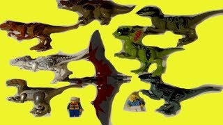 JURASSIC WORLD PARK  8 DINOS NAMEN LERNEN INDOMINUS REX TREX VELOCIRAPTOR AND Vieles [upl. by Aelak]