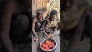 Happyness doesnt Need A Lot Of Money😊See Bushmen hadzabe hunts Eating Meal😋So deliciousculture [upl. by Rafaelia]