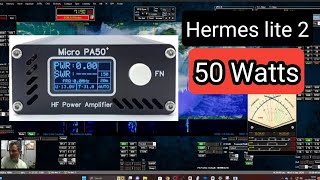 HERMES LITE 2 amp PA50 AMP  LIVE CONTACT 40 METERS [upl. by Anait]