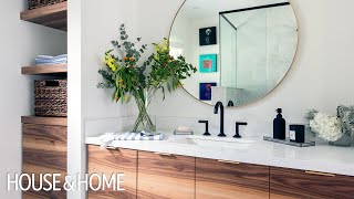 Room Tour  Watch A Small Bathroom Get A Major Makeover [upl. by Nojid997]