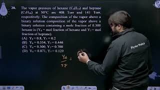 The vapor pressure of hexane C6H14 and heptane C7H16 at 50 C are 408 Torr and 141 Torr [upl. by Olfe]