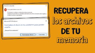 Memoria pide quotFormatee el disco en la unidad para poder usarloquot SOLUCION [upl. by Naneek]