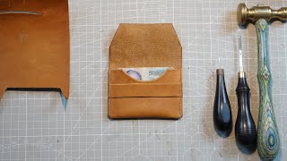 How to make a Vachetta leather Credit Card HolderMini Leather Wallet [upl. by Arihat977]