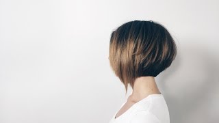 how to cut classic bob with long asymmetrical fringe [upl. by Nnyletak]