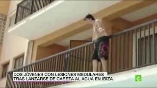 Heridos de gravedad dos jóvenes tras lanzarse de cabeza al agua en Ibiza [upl. by Dlanger]