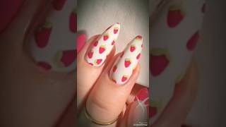 Unhas stiletto Decorada com nailart Com morangos 💅🍓 unha [upl. by Stieglitz]