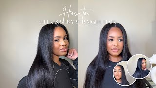 How to Sleek amp Silky Straight Hair  Bone Straight  Sincerely Katherine [upl. by Attirb]