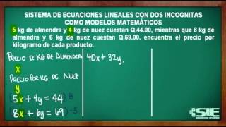 Sistema De Ecuaciones Lineales Con Dos Incógnitas Como Modelos Matemáticos [upl. by Bull93]