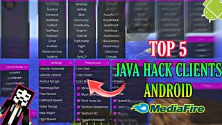 TOP 5 Minecraft Java Hack Client on Android  PojavLauncher [upl. by Yekim402]