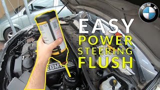 How To Flush Power Steering Fluid on a BMW  Easy 5 minute DIY 2023 [upl. by Ydaj632]