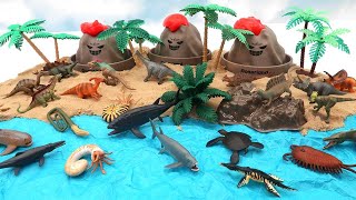 Toys Dinosaur Mini Set DIV Volcano Dinosaur Island  Volcano Eruption Playset Rex Triceratops 공룡 [upl. by Colvert762]