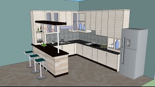 Sketchup tutorial interior design  Kitchen [upl. by Poree]