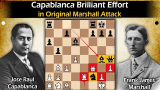 Capablanca Brilliant Effort in Original Marshall Attack  Capablanca vs Marshall 1918 [upl. by Anoiuq]