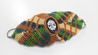 PULSERA ANCHA EN MACRAME  como engarzar piedra 💎 Macramé avanzando ✳️ [upl. by Assilana]