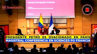 Presidente Gustavo Petro ovacionado en París Francia  Conferencia en Sciences Po [upl. by Amikahs395]