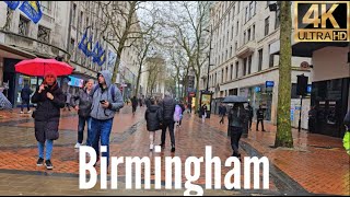 Birmingham City Centre  Relaxing Rainy Walk Tour 2024 4K HDR [upl. by Yetak]