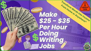 💰 Tired of 95 📢Don’t Miss Out on 2535Hour Writing Jobs 💸 Get Paid 35Hour Writing 💰 [upl. by Arrol]