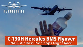 Bristol Motor Speedway PreRace Flyover USAF Lockheed C130H Hercules  189th AW ARANG  2021Sep24 [upl. by Bubalo794]