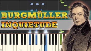 Inquiétude  Op100 No18  Friedrich Burgmüller Piano Tutorial Synthesia [upl. by Duke]