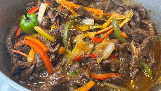 Pepper steak Jamaican styleHow to cook pepper steak 🥩 [upl. by Beane]