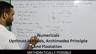 numericals on upthrust in fluids Archimedes principle and floatation class 9 concise physics [upl. by Eelirem]