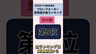 【投手9位】2024年度グローブメーカー使用選手数ランキング投手編第9位 [upl. by Schonthal]