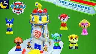 Paw Patrol Toys Build The Lookout Tower Gingerbread House Cookie Kit with Super Hero Pups Toys [upl. by Novikoff]