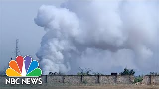 Explosions Rock Russian Ammunition Depot In Crimea [upl. by Deming571]