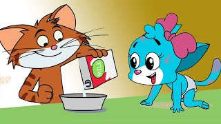 Cartoon Cat For Kids  Baby Caring Cat Feeds Milk to Baby Funny Animation  New Episode  Cat amp Keet [upl. by Querida]