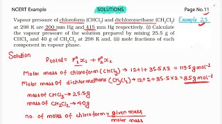 Vapour pressure of chloroform CHCL3 and dichloromethaneCH2CL2 at 298K are 200m m Hg and 415mm Hg [upl. by Ehcadroj]