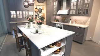 IKEA BODBYN Kitchen in Gray  Inspiring Kitchen Island Ideas amp Stunning Gray Cabinetry [upl. by Ecerahs]