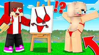 JJ Use DRAWING MOD for PRANK GIRL WOMAN SWIMSUIT and Mikey in Minecraft Maizen Mizen Parody [upl. by Haletta681]