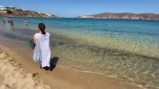 Mykonos Agios Sostis Beach Mykonos  walk from granite formation to the hill crystal clear water [upl. by Loni]